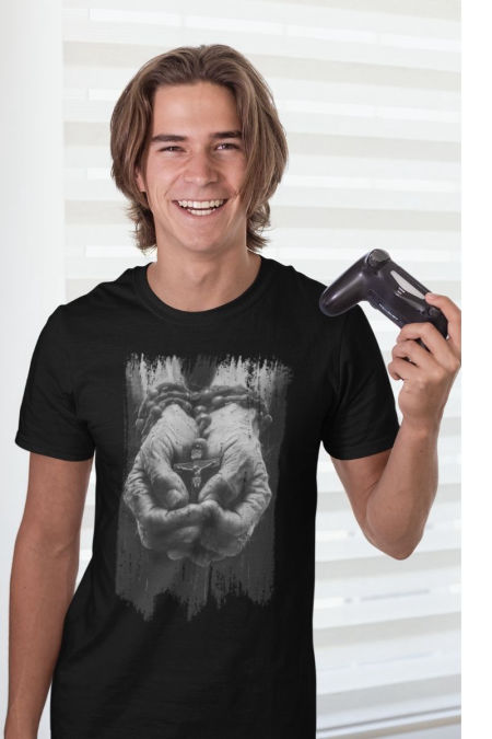 Koszulka Unisex - Dłonie modlitwy i pracy Black